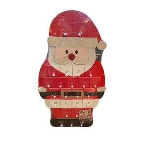 Santa Advent Countdown Calendar Wooden 18" Drawers Sealed Christmas New